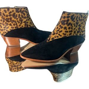 Louise et Cie Lo-Vada Leopard  Hair Calf Boot Leather 8.5 M Leopard Black New